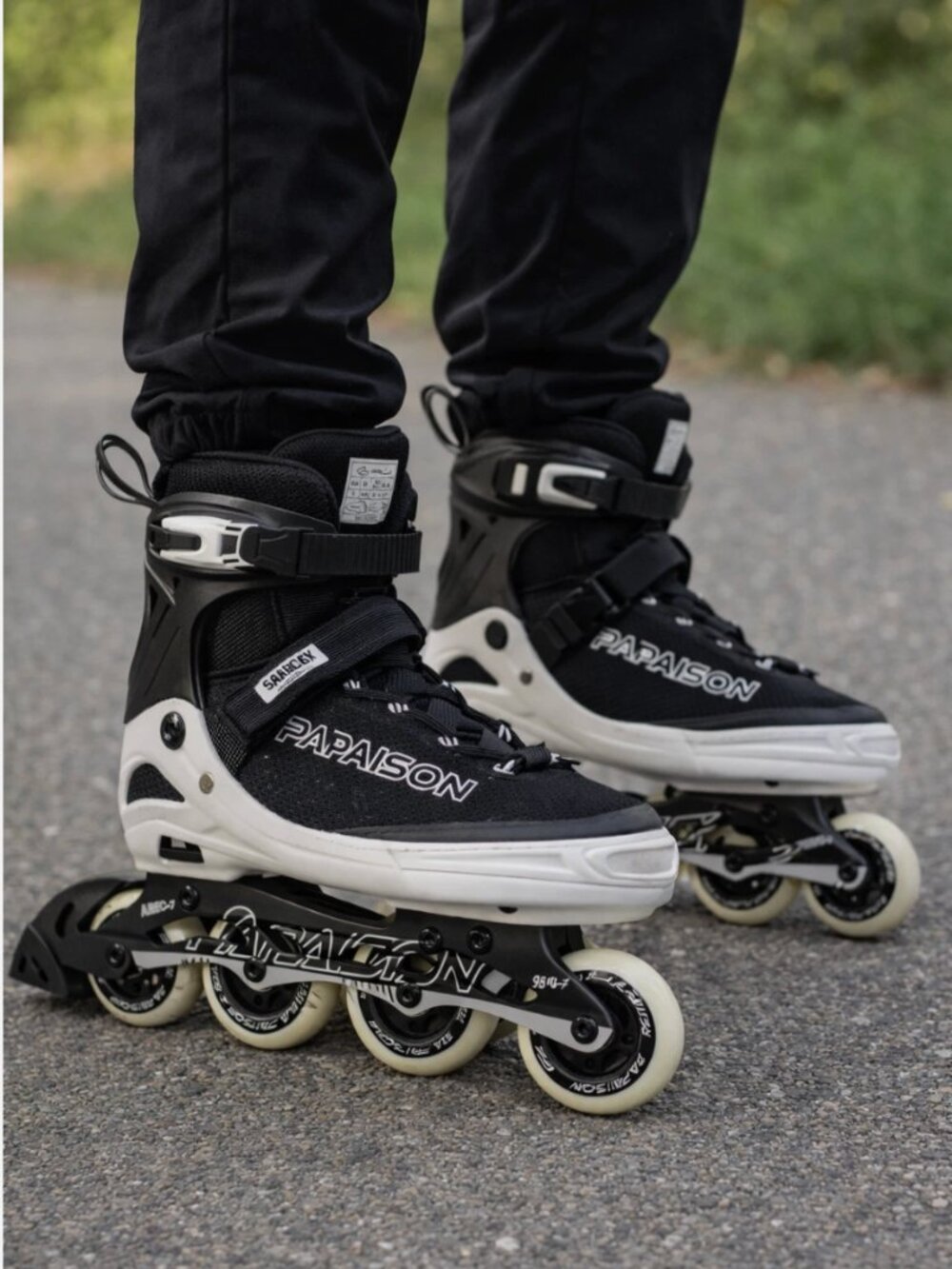 Papaison Inline Skates Black/White US Size (Medium) Women 3-5.5 Kids 2-4.5